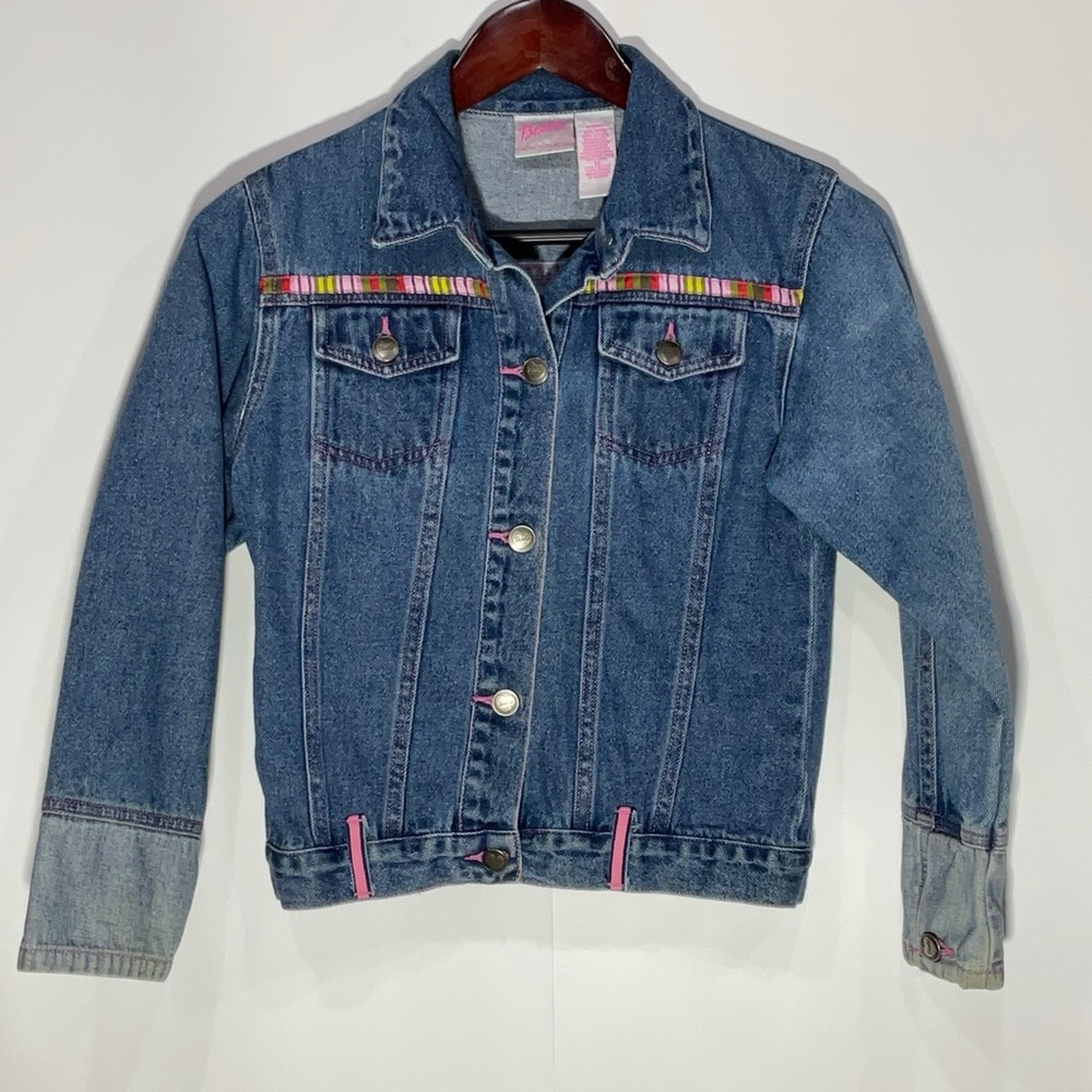 Barbie Jacket, Vintage Denim, “Girls Can Do Anything” Embroidery, Size 12